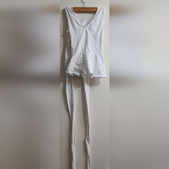 Jcrew dramatic offwhite wraparound v-neck peplum Heavy cotton tank size xs - Picture 3 of 6